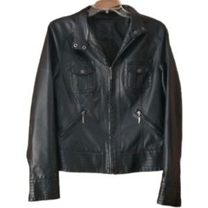 MAX Jeans black faux leather moto jacket